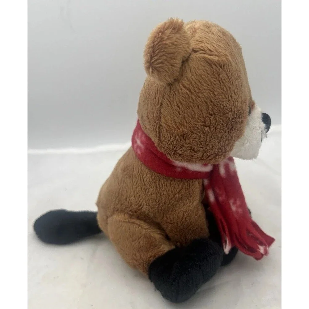 Animal Adventure Beaver Plush 7” Brown Red Scarf Christmas Winter Stuffed Animal